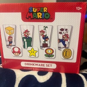 Nintendo Super Mario Drinkware Set with Coasters